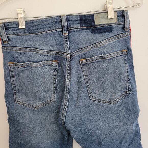 Zara Skinny Jeans Red Tuxedo Stripe Grosgrain High Rise Women 6 - Picture 7 of 12